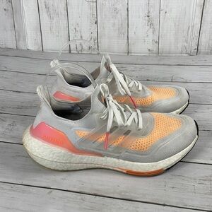 Adidas Ultraboost 21 Running Shoes Crystal White/Acid Orange